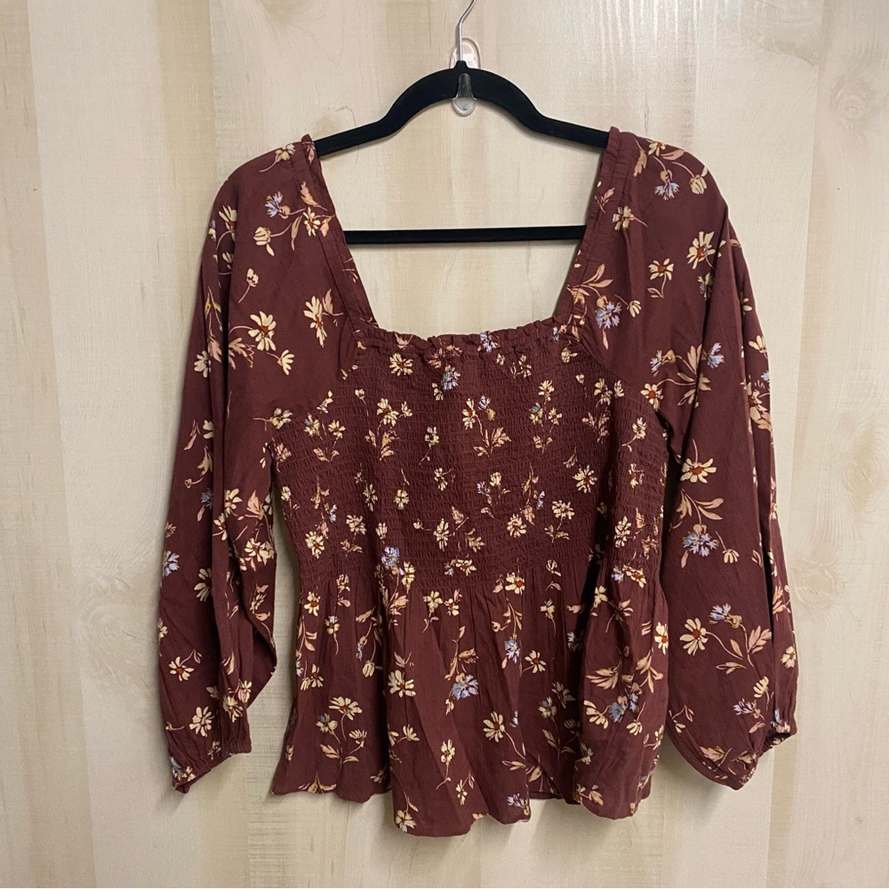 Madewell Smocked Floral Blouse Size 6